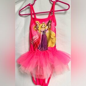 Disney Princess Tutu One Piece Swimsuit 4T Cinderella Sleeping Beauty Belle Pink